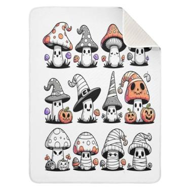 Imagem de Qilmy Cobertor de bebê Mushroom Friends 76 x 101 cm, cobertor infantil de algodão macio para meninos e meninas, cobertor leve e quente para bebês de berço, carrinho de bebê, soneca, recém-nascido