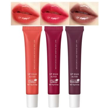Imagem de Creme labial hidratante matizado Trio – Óleo de cuidado labial não pegajoso de longa duração, presente de maquiagem de Natal perfeito para mulheres (conjunto B, 3 peças)