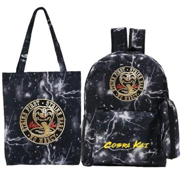 Imagem de Conjunto de mochilas Cobras Kais Anime School, 3 peças com bolsa de ombro