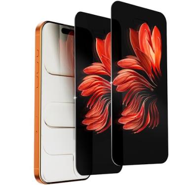 Imagem de Heromiracle Para iPhone 16 Pro Max Privacy Screen Protector Padrão Vidro Temperado para iPhone16 ProMax Película Anti-Espião Luz Azul com Moldura de Instalação Sem Bolhas, Pacote com 2 (6,9 polegadas)