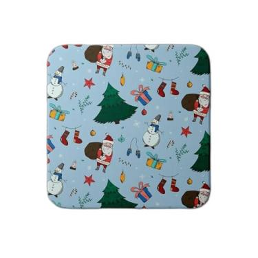 Imagem de Ladrilho Decorativo de Cerâmica Azul Natalino Com Estampa Colorida