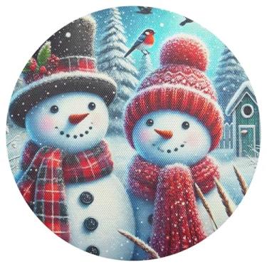 Imagem de Jogo americano de inverno, boneco de neve de Natal, 38 cm, conjunto de 1 jogo americano de PVC, tapetes de mesa laváveis para festas de chá