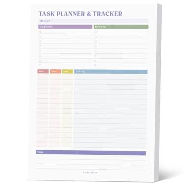 Imagem de Agenda de tarefas e rastreador 21 x 27 cm, bloco de notas para 70 folhas – Organizador de projetos com registro de tempo, prioridade máxima, acompanhamento – bloco de notas para casa e escritório