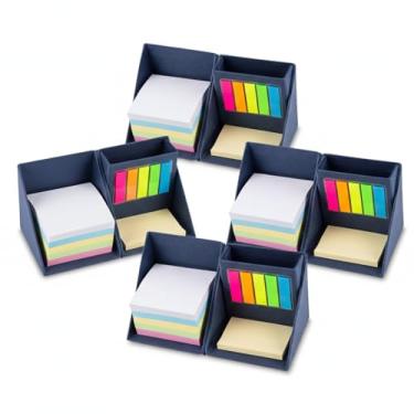Imagem de Cubo de Anotações Multifuncional, Bloco Autocolante Colorido, Papelão Reciclado, 9,5x9,5x9,5cm, com Porta Canetas e Sticky Notes (5, Azul)