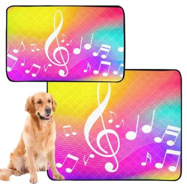 Imagem de Almofadas de xixi laváveis para cães, notas musicais, arco-íris, gatos, reutilizáveis, à prova d'água, tapete para treinamento de cachorro, absorvente, pequeno, pacote com 3