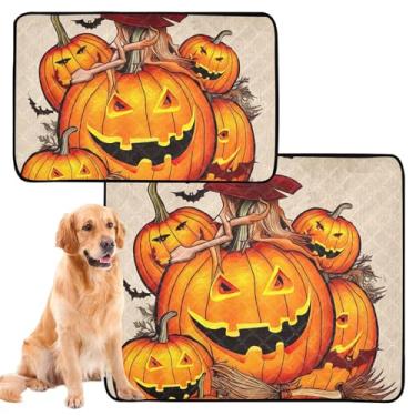 Imagem de TSENQUE Almofadas de xixi laváveis de bruxa de abóbora amarela para cães de estimação e gatos, reutilizáveis, absorventes para cães, tapete de cercadinho para cães, pequeno, pacote com 3