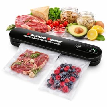 Imagem de Seladora a Vácuo Portátil, Bivolt 90W, com Vedação Térmica para Alimentos, Função Selar e Vácuo, Compacta para Carnes, Frios, Marmitas e Congelados