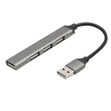Imagem de Hub USB 3.0 com 4 Portas de Alta Velocidade até 5Gbps em Alumínio – Adaptador e Extensor para Notebook, PC, Dock Station, HD Externo, Pen Drive, Teclado e Mouse – Plug & Play