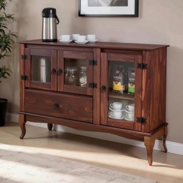 Imagem de Aparador Madeira Maciça Balcão Buffet 3 Portas Pés Luiz XV - Repleta, 