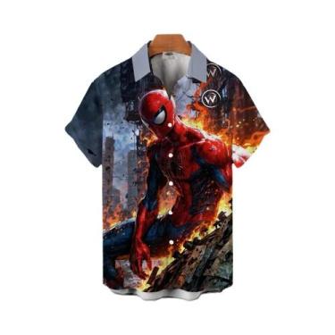 Imagem de Camisa Casual De Manga Curta Com Estampa 3D Do Homem-Aranha Para Homen