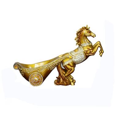 Imagem de Decoração de rack de vinho criativo desenhado a cavalo estilo europeu, armário de TV para sala de estar armário de vinho pintado à mão decorações de presente de resina suporte de garrafa de vinho. (ouro)