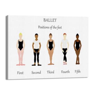 Imagem de Ballet Positions Dance Poster Ballerina Education Wall Art Prints Canvas Painting Pictures Ballet Studio Dance Room Home Decor (SKU6,30.5x40.6 cm = (30x40cm), emoldurado (tela embrulhada))