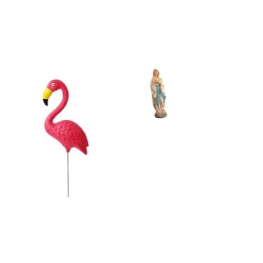 Imagem de Whtkoph Escultura de Flamingo para Jardim E Figura Da Virgem Maria, Obra de Arte Decorativa para Exibição No Escritório E em Viagens.