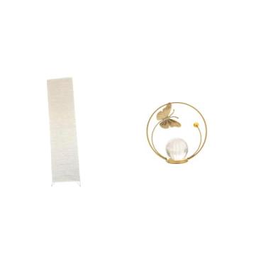 Imagem de Whtkoph Luminária de Chão com Cúpula de Vidro, Escultura em Metal, Peça Decorativa para Mesa, Ideal para Sala de Estar, Quarto, Corredor, Lareira Ou Escritóri