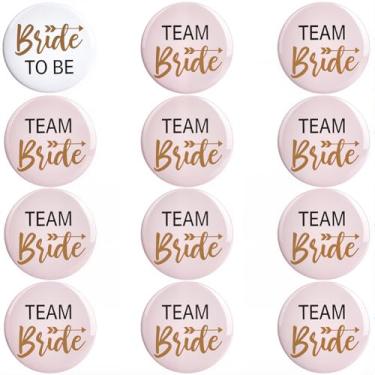 Imagem de SUNNYCLUE 1 caixa com 12 pinos de chá de panela, botões de noiva, broche, plástico, rosa, branco, grupo, noiva, grupo, esquadrão, crachá, dama de honra, conjunto de broches para casamento, despedida