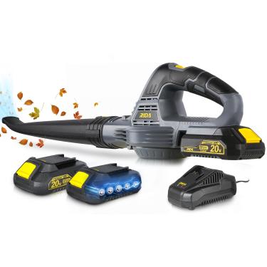 Imagem de Soprador de folhas elétrico sem fio de 20 V potente soprador de folhas com 2 pilhas de 2,0Ah e carregador rápido, sopradores de folhas portáteis e leves alimentados por bateria para carro, cuidados