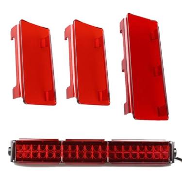 Imagem de Kit de cobertura de lente vermelha com barra de luz LED de 50 cm, 3 peças de capas de policarbonato de encaixe (1 × 2 x 6"), capas modulares protetoras à prova de poeira e arranhões para ATV SUV