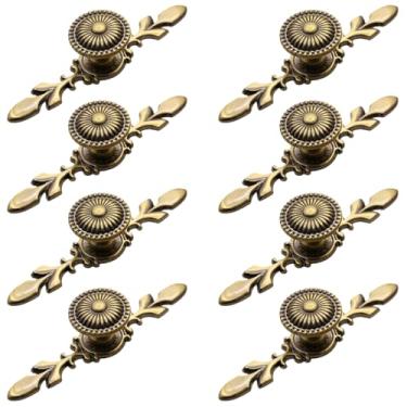 Imagem de Tverghvad Puxadores de armário vintage, [pacote com 8] puxadores de gaveta de latão antigo com placa traseira, puxadores dourados para cômoda, cozinha