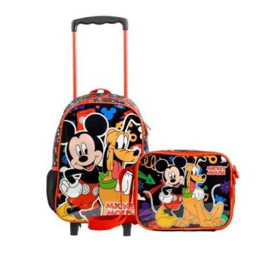 Imagem de Kit Mochila de Rodinha e Lancheira Térmica Infantil Masculina Mickey P