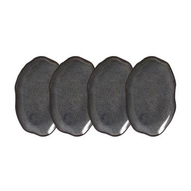 Imagem de Conjunto De Travessas Oval Rasa Média Porto Brasil Bio Azul