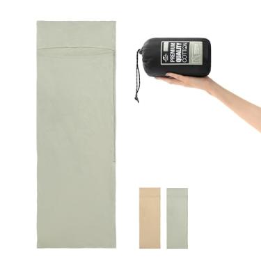 Imagem de Naturehike Forro de saco de dormir de algodão 210 x 75 cm, lençol de viagem de algodão, forro de saco de dormir com compartimento para travesseiro, portátil, leve, mochila essencial para acampamento