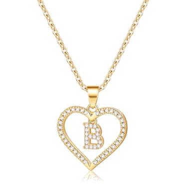 Imagem de Presentes de aniversário para mulheres, joias banhadas a ouro 14K, delicadas, colares com pingente de inicial para mulheres, letra A-Z, amor, coração, berloque, personalizado, hipoalergênico, joias