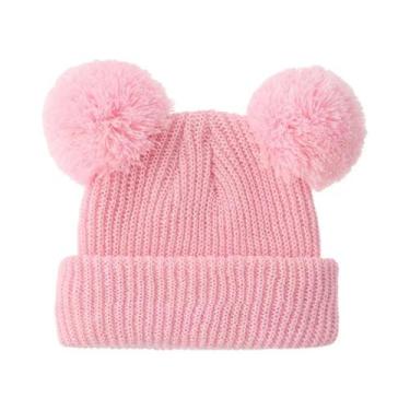 Imagem de Touca De Pom Pom Tricotada Para Bebês Meninos E Meninas 0-12M Chapéus 