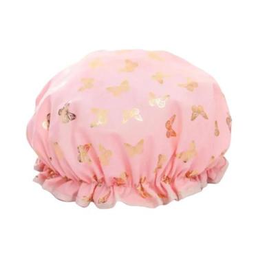 Imagem de Touca De Banho Dupla Em Algodão Terylene Impermeável Com Estampa Doura