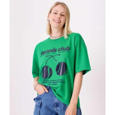 Imagem de Camiseta Feminina Estampa Cereja Manga Curta Marisa-14008, Verde, PP