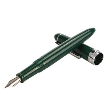 Imagem de CYSUE Caneta-tinteiro colorida transparente fofa com ponta F de 0,5 mm F canetas de tinta de resina para escrever materiais escolares (verde militar)