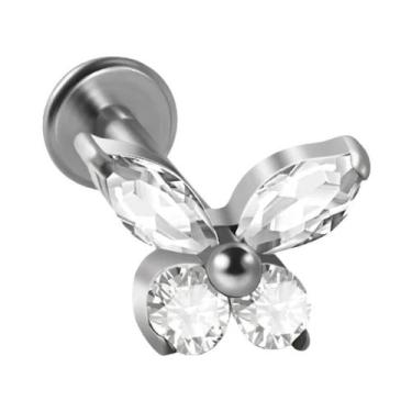 Imagem de Brinco De Piercing Labret Em Titânio Com Zircônia Em Forma De Borbolet