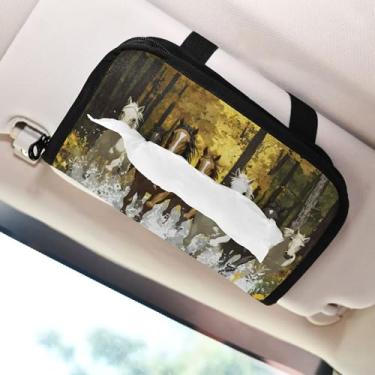 Imagem de SEHANY Suporte de lenços de carro Majestic Horse, caixa de lenços para carro, viseira solar, porta-guardanapos retangular, dispensador de máscara de carro, caixa de lenços de papel para automóveis