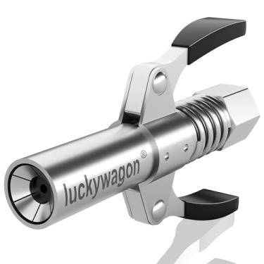 Imagem de luckywagon Acoplador de pistola de graxa atualizado com cabo duplo antiderrapante acoplador de graxa de liberação rápida de alta pressão, acessórios de graxa Zerk de 6 mandíbulas, compatível com todas