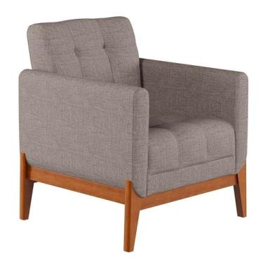 Imagem de Poltrona Brooks Linho Cinza e Amêndoa - Mobly