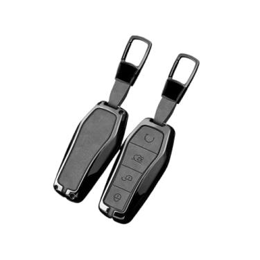 Imagem de Capa de chave remota de carro de liga compatível com BYD Atto 3 Han EV Dolphin Lied Tang Dm Qin PLUS Song Pro MAX Yuan Protetor Chaveiro(B 2-1 Dark Grey)