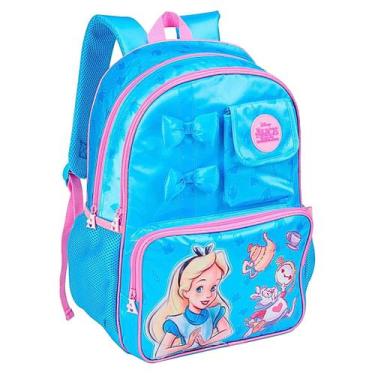 Imagem de Mochila De Costa Alice No Pais Das Maravilhas Disney Escolar Cor:Azul 