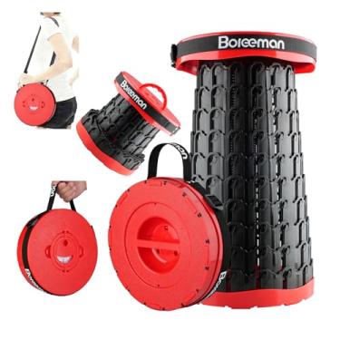Imagem de Boreeman Banqueta dobrável atualizada 2026, leve, porém resistente, com capacidade de carga, 362 kg, banquinho dobrável portátil para acampamento, pesca, caminhada, churrasco (vermelho)