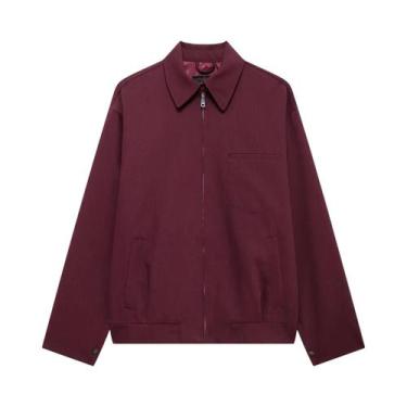 Imagem de Jaqueta Bomber Feminina De Manga Longa Com Zíper, Ajuste Solto, Estilo