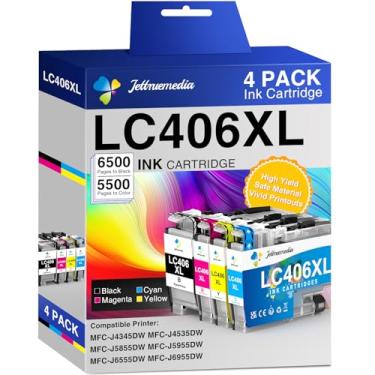 Imagem de Cartuchos de tinta LC406XL para impressora Brother compatíveis com Brother LC406XL LC406 cartucho de tinta funciona com Brother MFC-J4335DW MFC-J4535DW MFC-J4345DW MFC-J5855DW MFC-J6955DW MFC-J6955DW