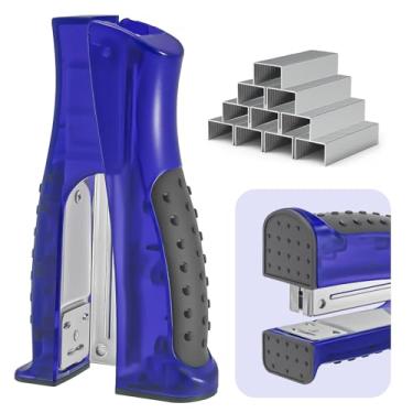 Imagem de Grampeador vertical com 1000 grampos padrão de 1/10.2 cm, cabo ergonômico portátil macio 2 em 1 vertical e de uso plano, pequeno grampeador compacto para escritório, casa, escola, negócios e sala de