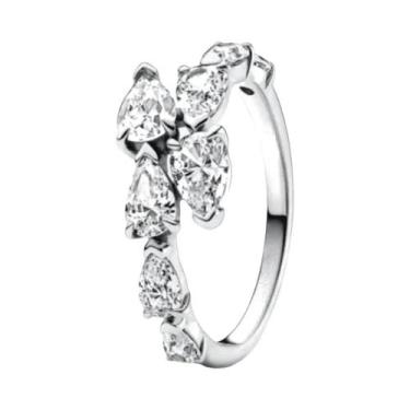 Imagem de Anel De Prata Esterlina 925 Com Laço Rosa Pérola Branca Para Mulheres,