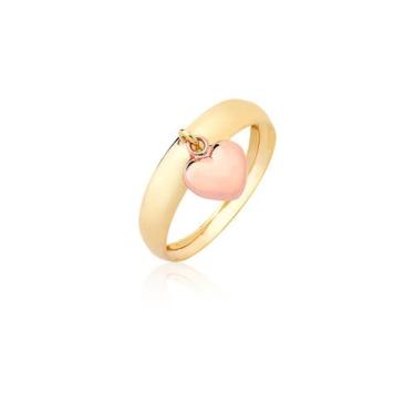 Imagem de Anel Com Pingente Coração Pendurado Ouro Rosé 18k Ac - MAEHLER Arte Em