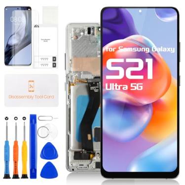 Imagem de Tela de substituição para Samsung Galaxy S21 Ultra LCD para Galaxy S21 Ultra SM-G998 Display LCD Touchscreen Digitalizador Assembly(sem impressão digital, Phantom Silver com moldura)