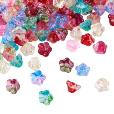 Imagem de 100 peças galvanizadas contas de flor trompete de vidro 8,5 x 8 x 5,5 mm Rondom cor trompete floral contas espaçadoras de vidro para brincos faça você mesmo colar braceles joias artesanato fabricação