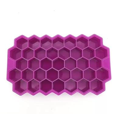 Imagem de Mini Molde Para Cubos De Gelo Forma Em Silicone(1,Retângulo-Roxo)