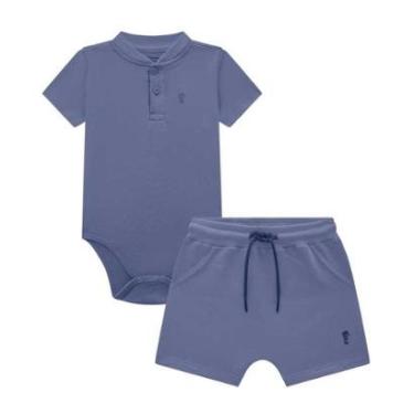Imagem de Conjunto Bebê Menino Body/Bermuda Azul Onda Marinha-Masculino
