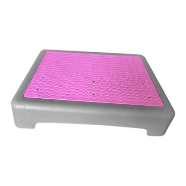 Imagem de IEUDNS Banqueta auxiliar antiderrapante para exercícios em escadas, plataforma elevatória para cadeira, cama, escadas, para idosos, adultos e carros, Rosa Cinza