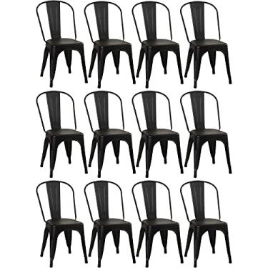 Imagem de Loft7, Kit 12 cadeiras Iron Tolix design industrial Preto fosco