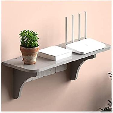Imagem de HHHJQFAAT Caixa de armazenamento de roteador, suporte de caixa de armazenamento WiFi, suporte de parede flutuante, prateleira de parede, caixa gerenciadora de cabos, protetor de placa de energia