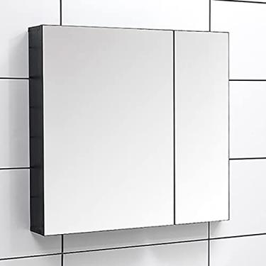 Imagem de U5GAAALPPQ9 Armário de banheiro montado na parede com menos espelho porta armário de parede medicina banheiro armário de parede com prateleiras de armazenamento recesso ou branco ()